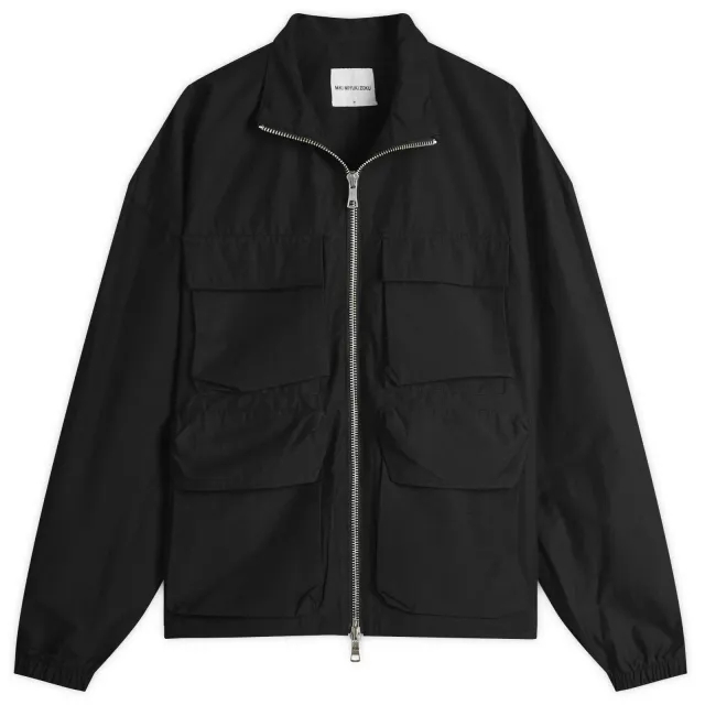 MKI Men's Washed Cotton Nylon Track Jacket Black