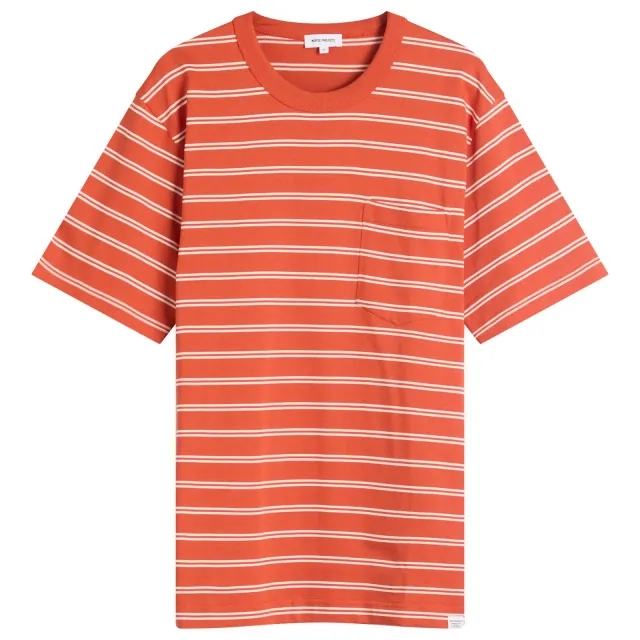 Norse Projects Men's Holger Sailor Stripe Pocket T-Shirt Blood Orange