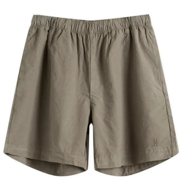 Norse Projects Men's Per Cotton Tencel Shorts Mid Khaki