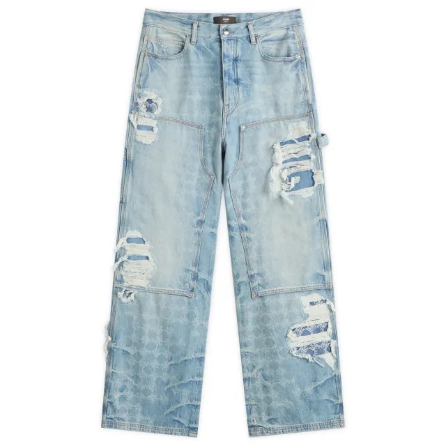 AMIRI Men's Denim Repair Carpenter Jean Faded Indigo