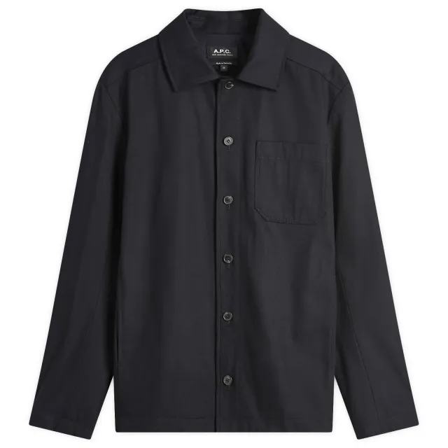 A.P.C. Men's Jeffray Wool Gabardine Shirt Jacket Marine