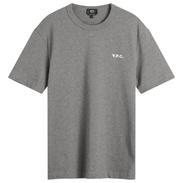 A.P.C. Men's Small VPC Logo T-Shirt Heathered Anthracite/White