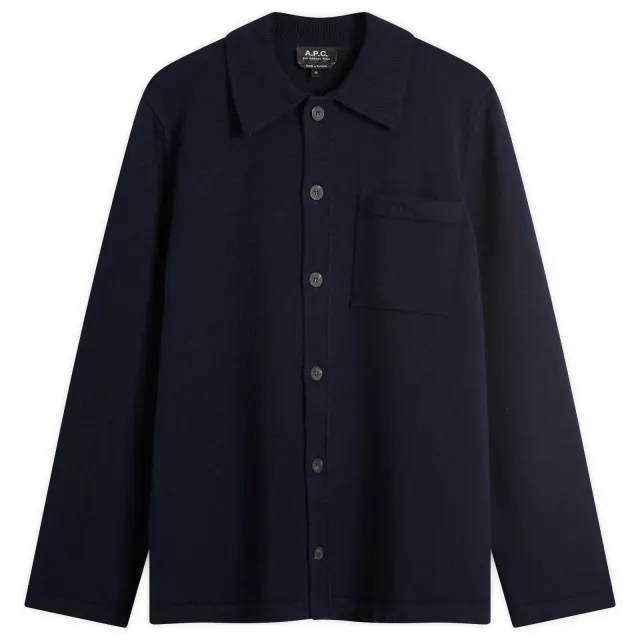 A.P.C. Men's Matti Felted Wool Shirt Jacket Dark Navy