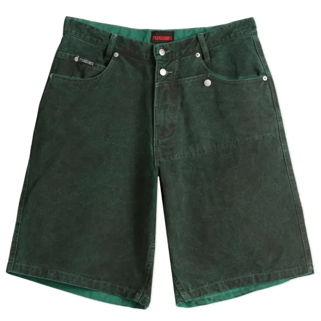 Pleasures Men's Apollo Baggy Denim Shorts Dark Forest