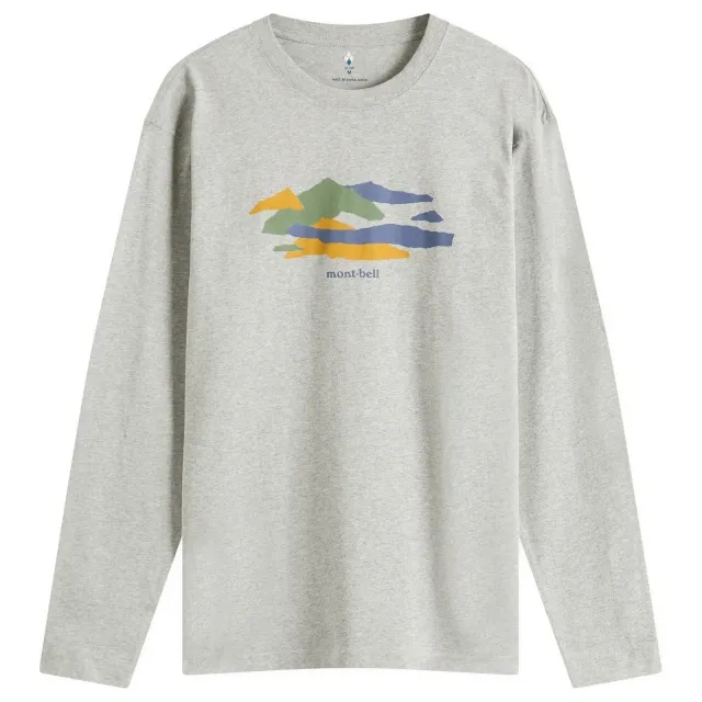 Montbell Men's Mountains Long Sleeve T-Shirt Light Grey