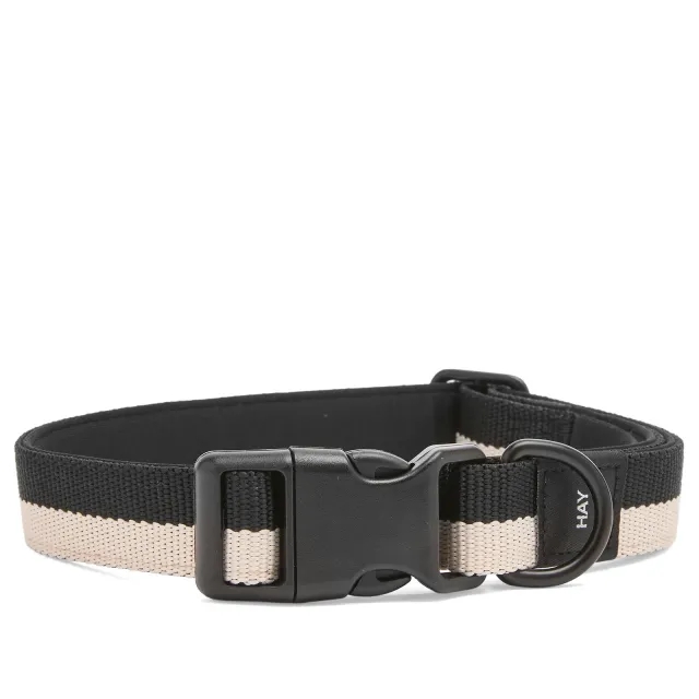 HAY Flat Dog Collar - Medium/Large Black/White