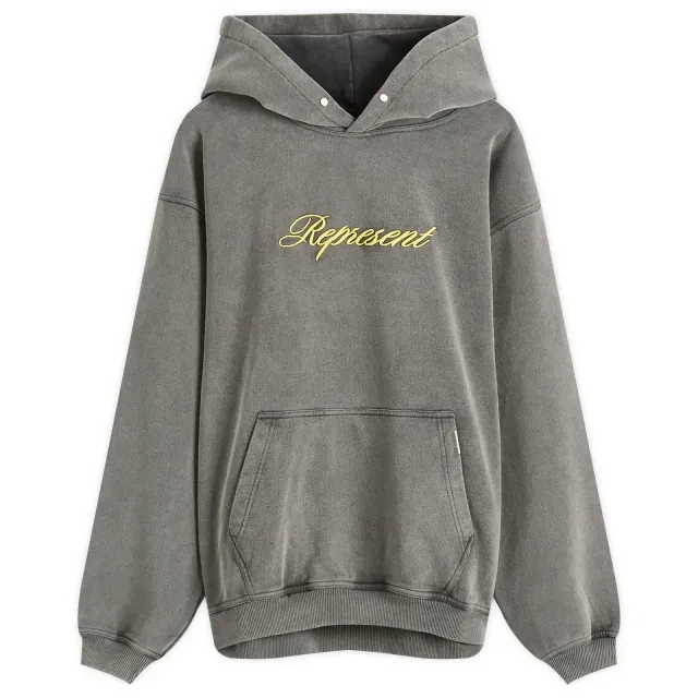 Represent Men's Script Logo Hoodie Vintage Grey