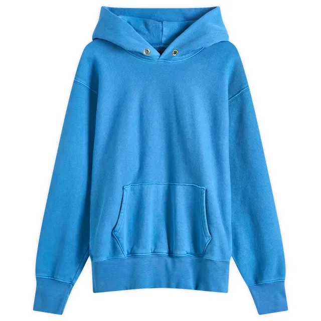 Les Tien Men'ss Heavyweight Hoodie Washed Electric Blue
