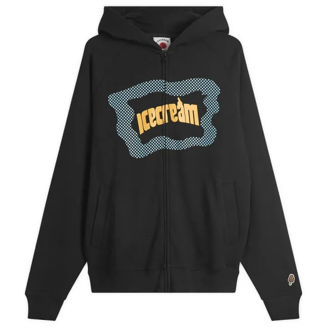 ICECREAM Men's Block Logo Zip Hoodie Black