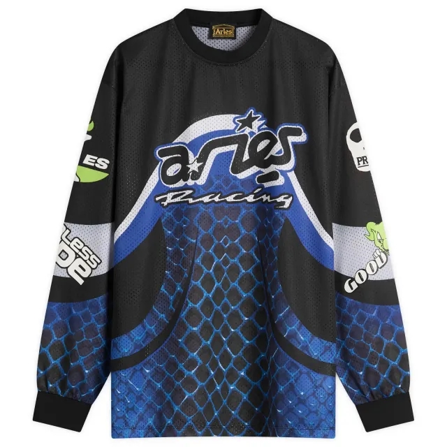 END. x Aries Moto Dodgem Airtex Long Sleeve Top Black/Blue