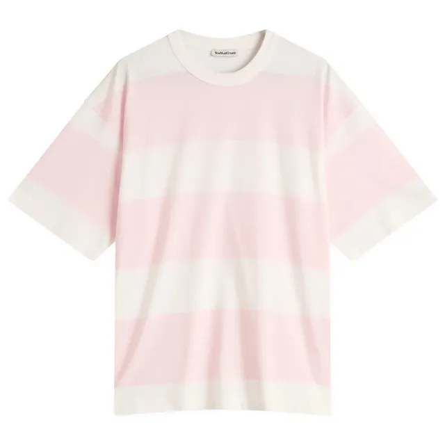 YMC Men's Triple Stripe T-Shirt Light Pink/White