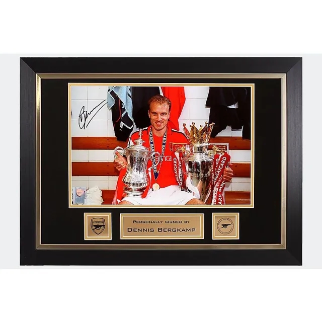 Arsenal Dennis Bergkamp Trophies Framed Signed Photo, Multicolor