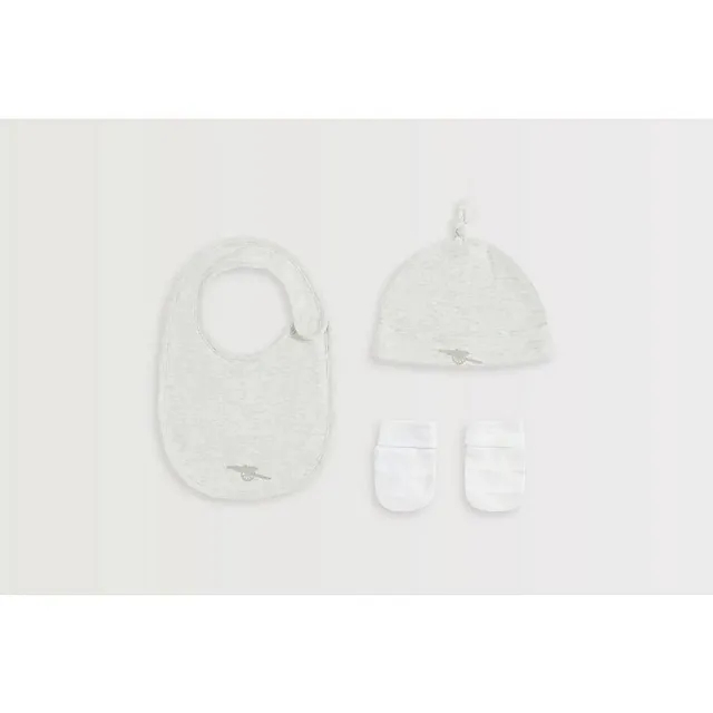 Arsenal Baby Cannon Grey Hat, Bib and Mitt Set, Multicolor