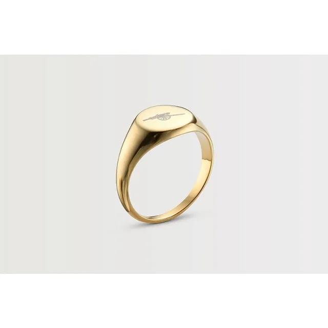 Arsenal Gold Plated Stainless Steel Round Signet Ring, Multicolor