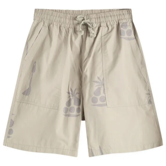 Service Works Men's Poplin Printed Chef Shorts Stone