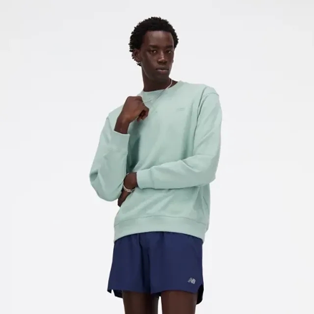 New Balance Men's Athletics French Terry Crew in Green Cotton