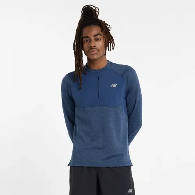 New Balance Men's Heat Grid Crew in Blue Poly Knit