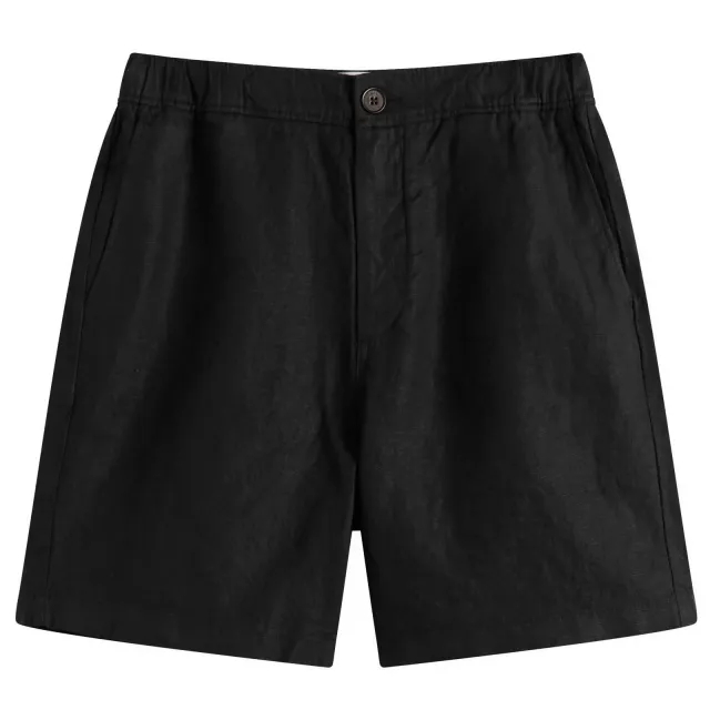 Wax London Men's Kurt Washed Linen Shorts Black