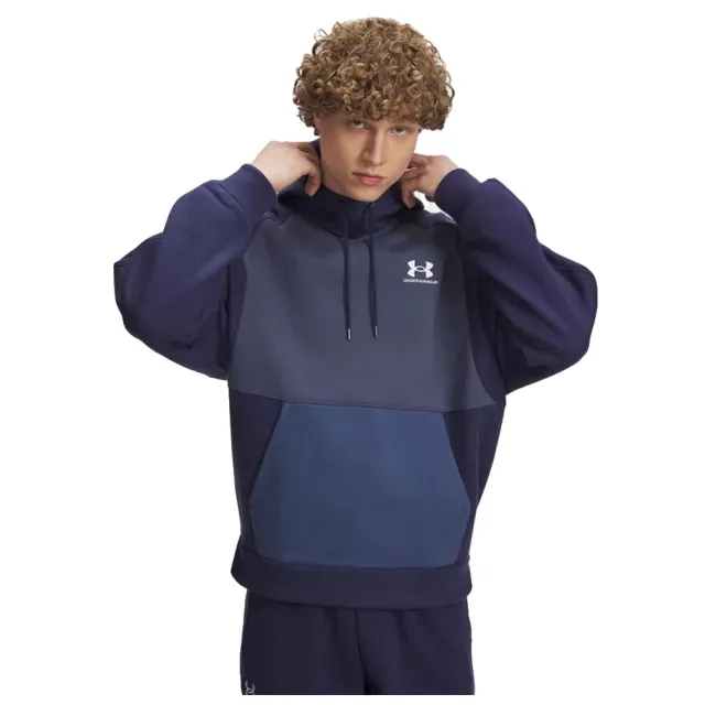 Under Armour  Icon Heavyweight Colorblocked Men's Hoodie Washed Navy / Downpour Gray / White L