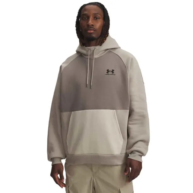 Under Armour  Icon Heavyweight Colorblocked Men's Hoodie Timberwolf Taupe / Taupe Dusk / Black L