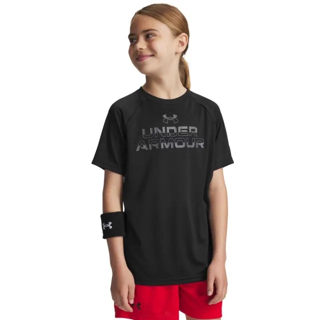 Under Armour  Tech™ Split Wordmark Boys' Short Sleeve Black / Castlerock YLG (59 - 63 in)