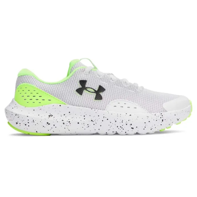 Under Armour  Surge 4 Boys' Running Shoes White / Hyper Green / Black 3.5