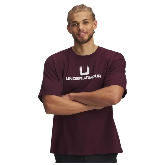 Under Armour  U Logo Heavyweight Men's Short Sleeve Dark Maroon / White L