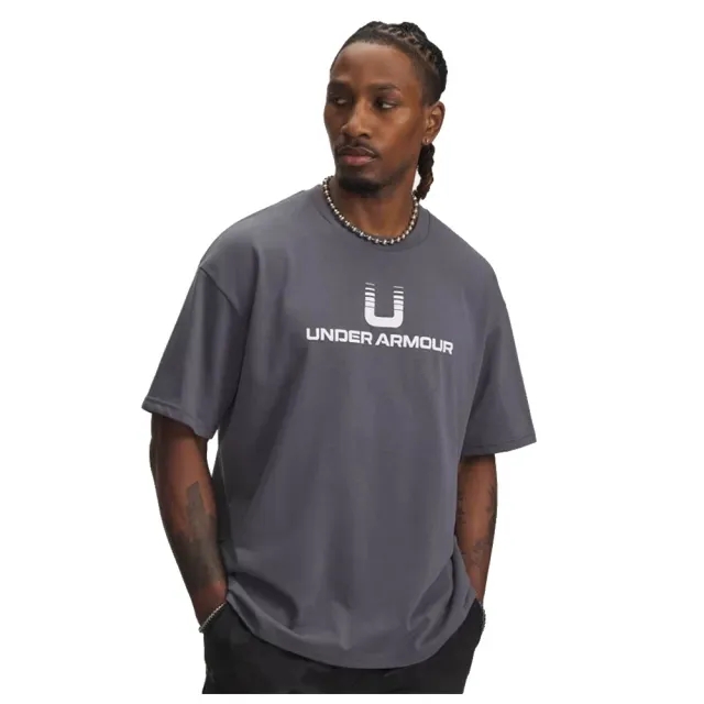 Under Armour  U Logo Heavyweight Men's Short Sleeve Castlerock / White L