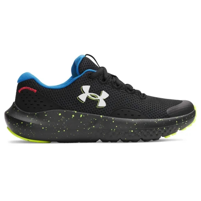 Under Armour  Surge 4 Boys' Running Shoes Black / High Vis Yellow / White 3