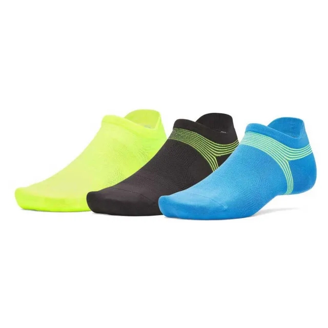 Under Armour  ArmourDry® Run Lite Unisex 3-Pack No Show Tab Socks Blue Atlantis / Black / Reflective M