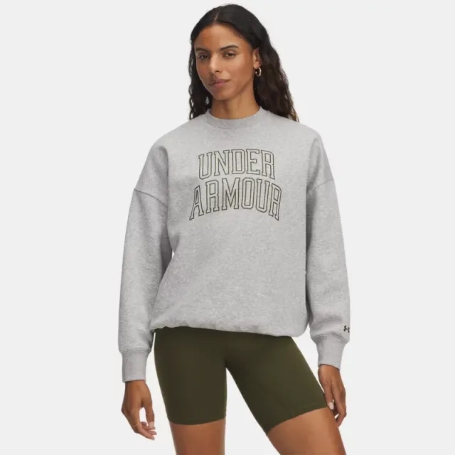 Under Armour  Rival Fleece Varsity Women's Oversized Crew Halo Gray Light Heather / Expedition Green L