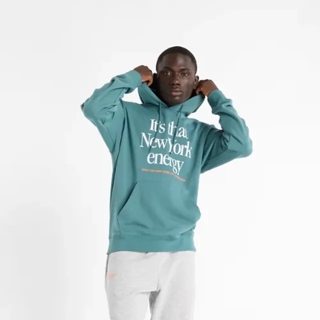 New Balance Men's NYC Marathon French Terry Graphic Hoodie in Green Cotton