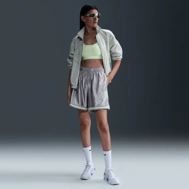 Nike Sportswear Women's Loose Mid-Rise Graphic Shorts - Grey - Polyester