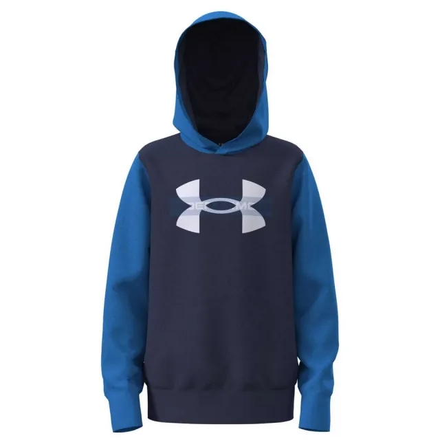 Under Armour  Rival Fleece Colorblock Graphic Boys' Hoodie Blue Atlantis / Washed Navy / White YLG (59 - 63 in)
