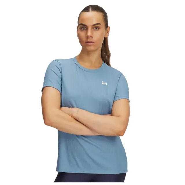 Under Armour  Tech™ Rib Women's Short Sleeve Blue Smoke / White L