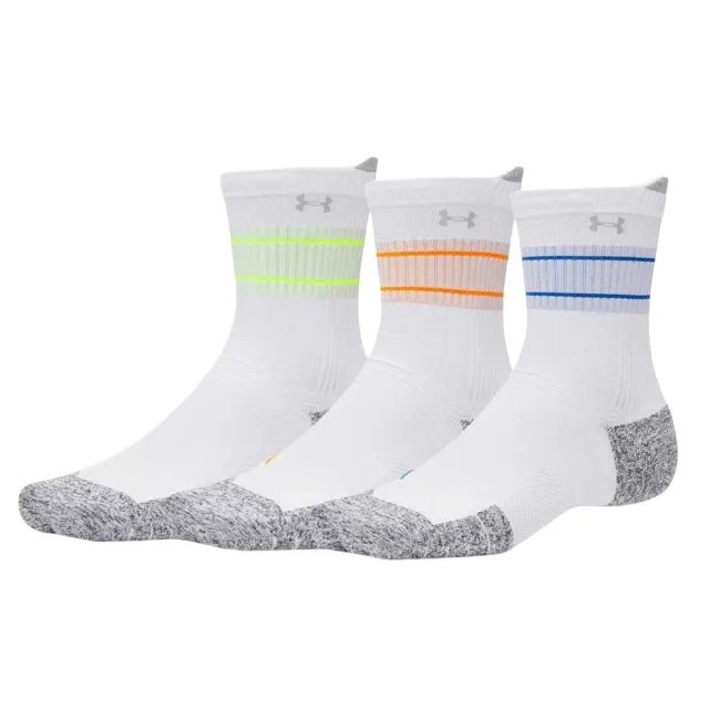 Under Armour  ArmourDry® Run Cushion Unisex 3-Pack Mid-Crew Socks White / White / Reflective M