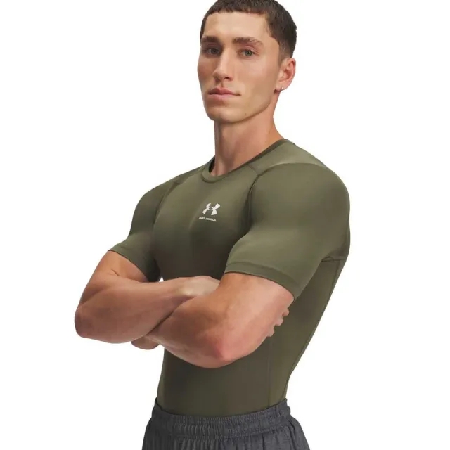 HeatGear® Men's Short Sleeve Marine OD Green / White L