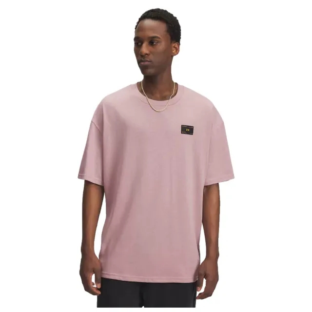 Under Armour  Woven Label Heavyweight Men's Short Sleeve Tourmaline Pink / Black L