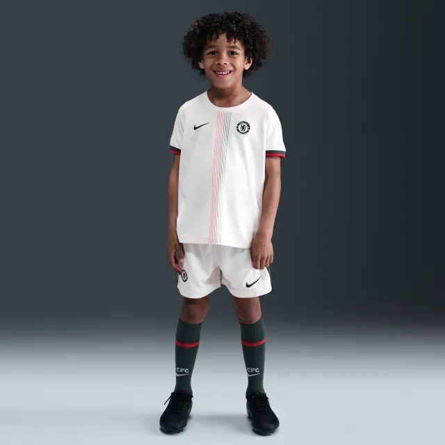 Chelsea FC 2025/26 Stadium Away Little Kids' Nike Soccer Replica 3-Piece Kit - Grey - Recycled Polyester