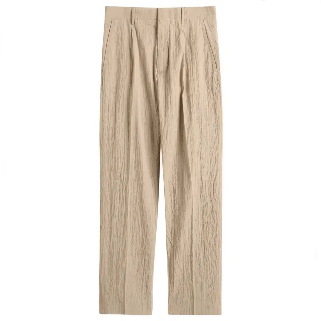 NN07 Men's Bill Pleated Seersucker Trousers Fog