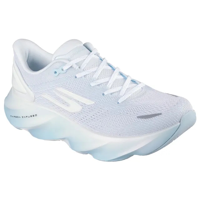 Skechers Women's Aero Burst Sneaker in White/Light Blue