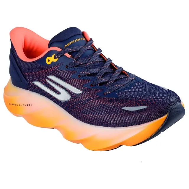 Skechers Men's Aero Burst Sneaker in Navy Blue/Orange