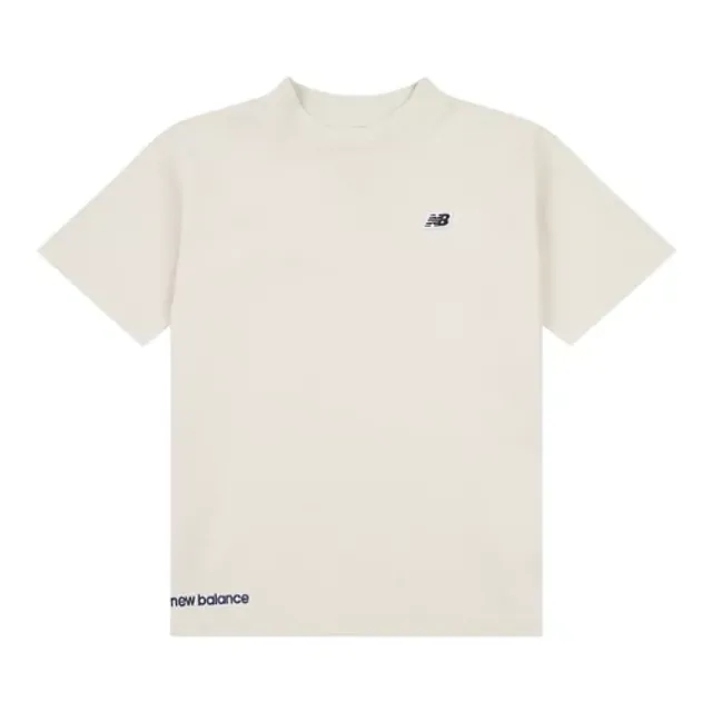 New Balance Boys Premium Racking Rib T-Shirt in Beige Cotton Jersey