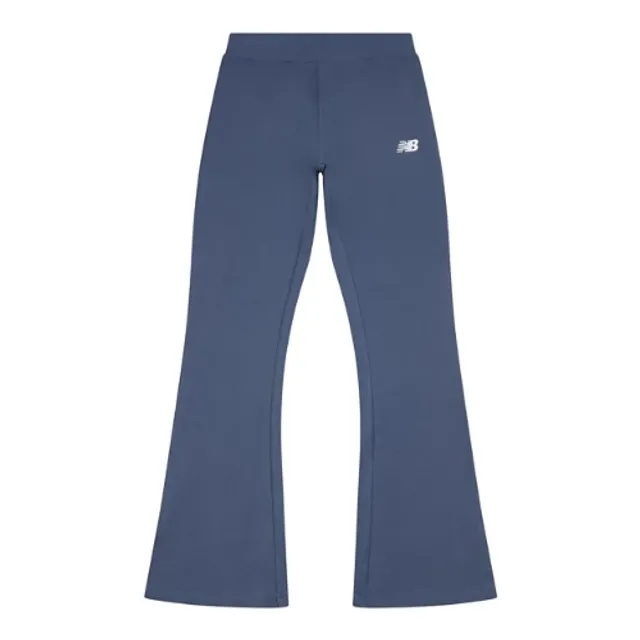New Balance Girls Small Logo Flare Legging in Blue Cotton Jersey