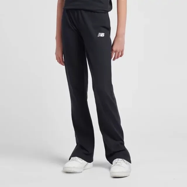 New Balance Girls Small Logo Flare Legging in Black Cotton Jersey