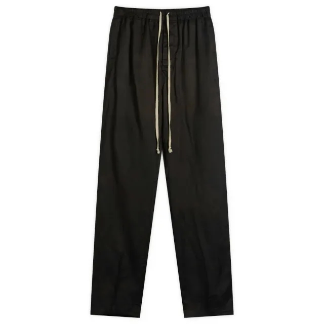 Rick Owens Men's Twill Drawstring Long Trousers Black