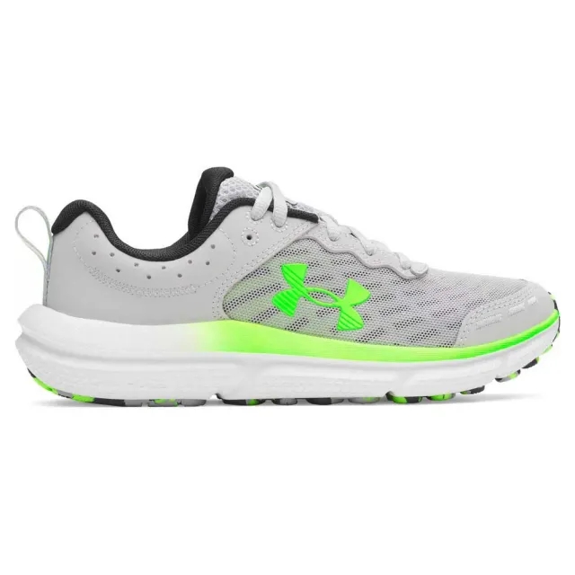 Under Armour  Assert 10 Boys' Grade School Running Shoes Mod Gray / Black / Hyper Green 3.5