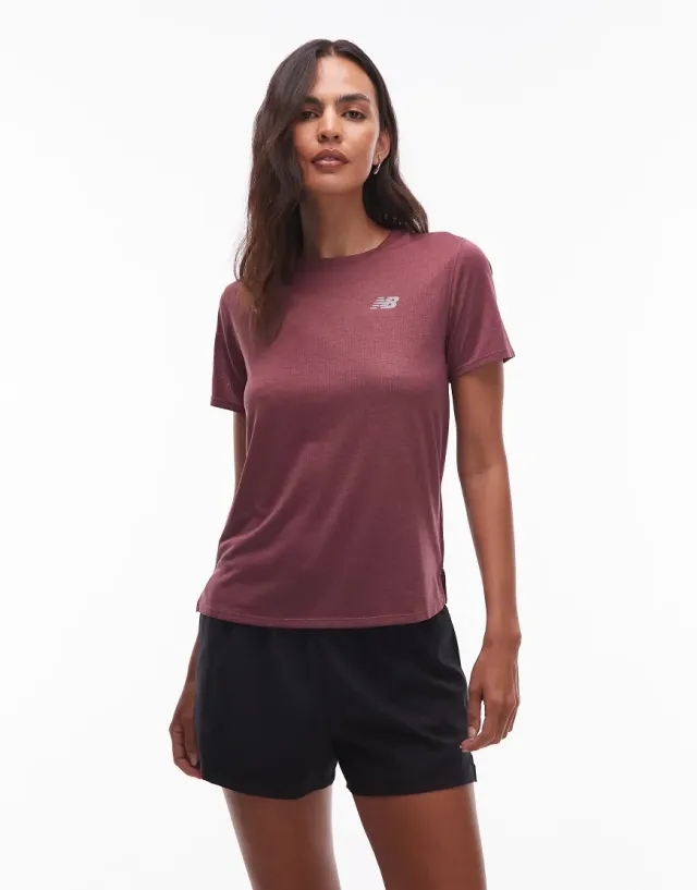 New Balance Women's Athletics T-Shirt in Red Poly Knit
