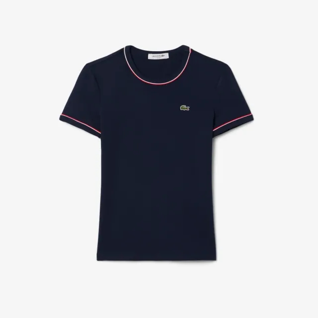 Lacoste Contrast Trim Jersey T-shirt - Navy Blue / Red / White