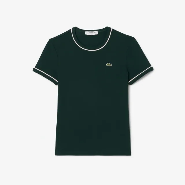 Lacoste Contrast Trim Jersey T-shirt - Green / White / Light Pink